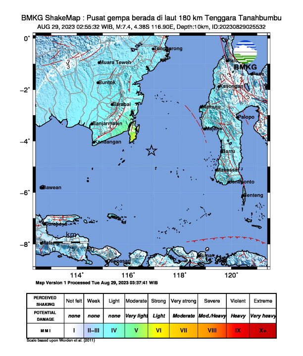 Gempa Bumi 7,4 SR Guncang Tanbu Kalsel